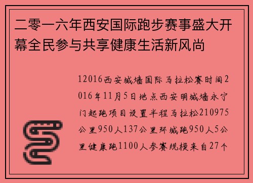 二零一六年西安国际跑步赛事盛大开幕全民参与共享健康生活新风尚